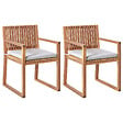 BELIANI - Lot de 2 chaises de jardin avec coussins SASSARI PREMIUM  Bois d\'acacia certifié Gris clair - vignette