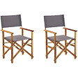 BELIANI - Lot de 2 chaises de jardin CINE Acacia Gris - vignette