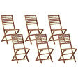 BELIANI - Lot de 6 chaises de jardin TOLVE Acacia Marron - vignette