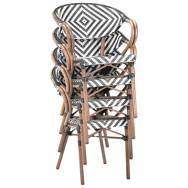 BELIANI - Lot de 4 chaises de jardin CASPRI Noir/blanc - large
