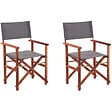 BELIANI - Lot de 2 chaises de jardin CINE Acacia Gris - vignette
