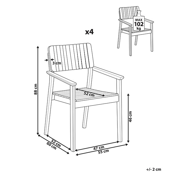 BELIANI - Lot de 4 chaises de jardin AGELLO Acacia Marron - large