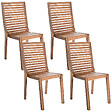 BELIANI - Lot de 4 chaises de jardin OMBRIANO Bois d\'acacia certifié Marron clair - vignette