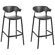 BELIANI - Lot de 2 chaises de bar de jardin GUBBIO Noir - vignette