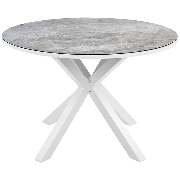 BELIANI - Table de salle à manger de jardin MALETTO 120 cm 120 cm Verre Gris foncé - large