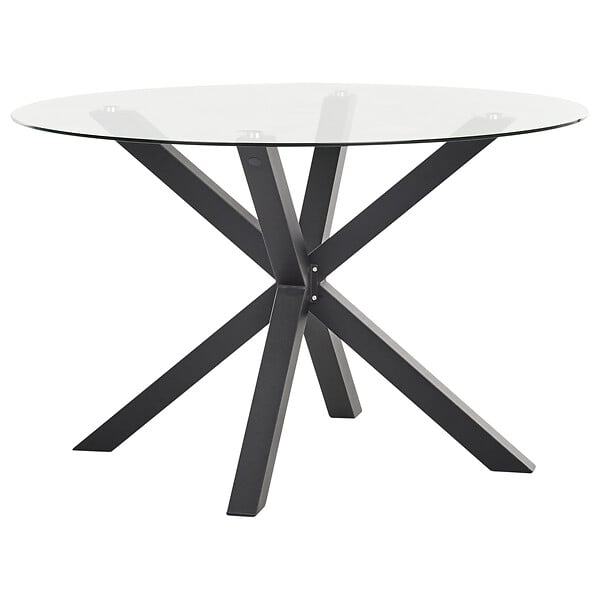 BELIANI - Table de salle à manger de jardin MALETTO 120 cm 120 cm Verre Noir - large