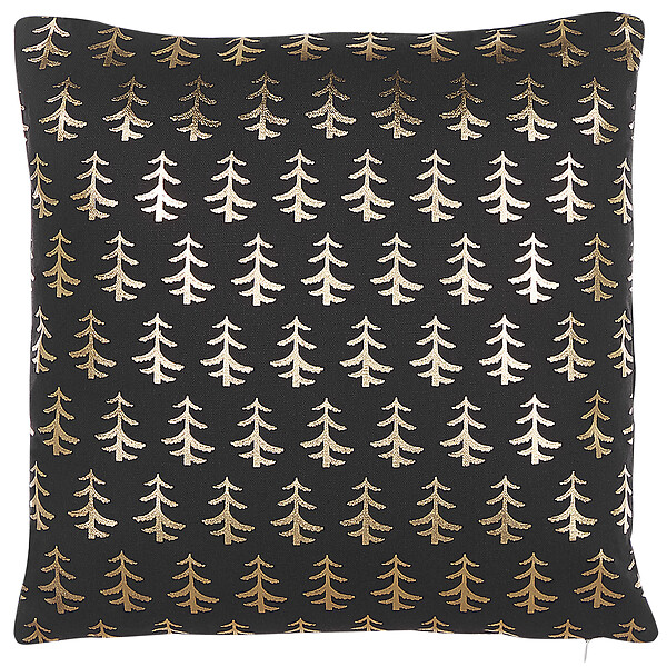 BELIANI - Lot de 2 coussins décoratifs LEROY Coton 45 x 45 cm Noir Motif de Noël - large