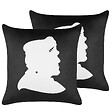 BELIANI - Lot de 2 coussins décoratifs FRANKLINIA Velours 45 x 45 cm Noir Motif abstrait - vignette