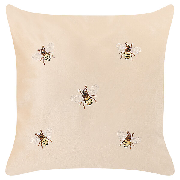 BELIANI - Lot de 2 coussins décoratifs TALINUM Velours 45 x 45 cm Beige Motif animal - large