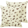 BELIANI - Lot de 2 coussins décoratifs KASRA Fourrure synthétique 45 x 45 cm Beige Motif abstrait - vignette