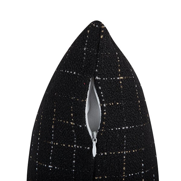 BELIANI - Lot de 2 coussins décoratifs BELLFLOWER 45 x 45 cm Noir Motif géométrique - large