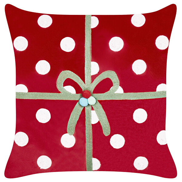 BELIANI - Lot de 2 coussins décoratifs GUMDROP Velours 45 x 45 cm Rouge Motif de Noël - large