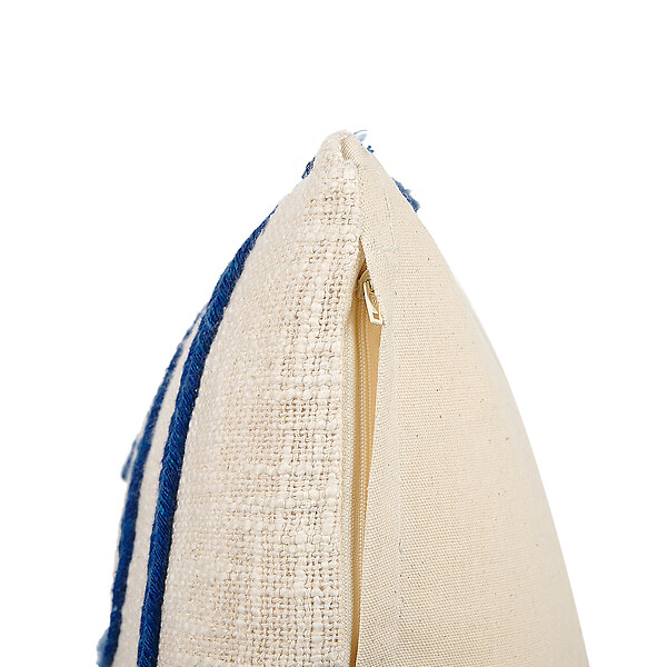 BELIANI - Lot de 2 coussins décoratifs PLEIONE Coton 45 x 45 cm Bleu marine Motif géométrique - large
