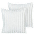 BELIANI - Lot de 2 coussins décoratifs RAKYA 45 x 45 cm Fourrure synthétique Blanc À rayure - vignette
