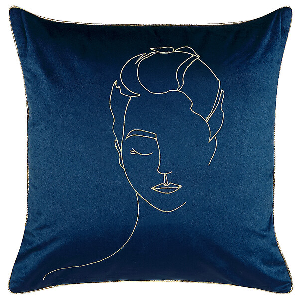BELIANI - Lot de 2 coussins décoratifs CROCUS Velours 45 x 45 cm Bleu foncé Motif abstrait - large