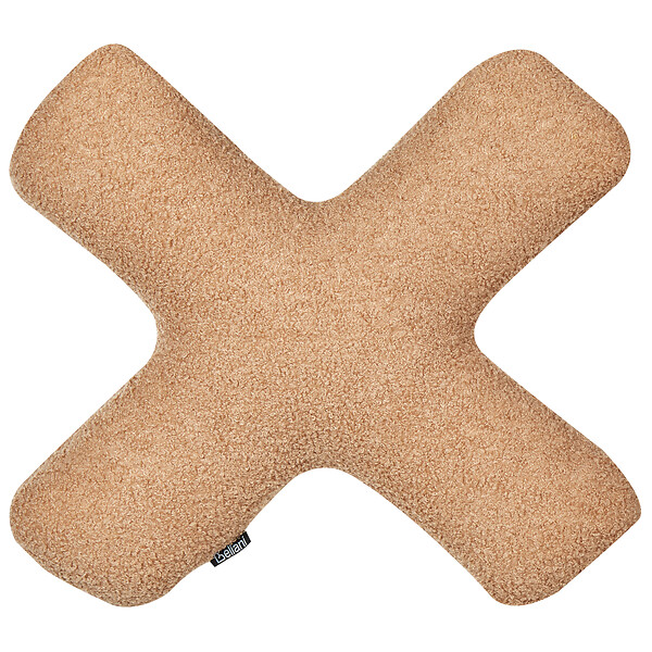 BELIANI - Lot de 2 coussins décoratifs HESPERIS Bouclé Marron clair Unicolore - large