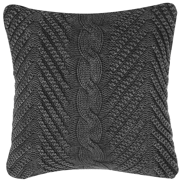 BELIANI - Lot de 2 coussins décoratifs KONNI Coton 45 x 45 cm Gris Motif à chevrons - large