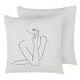 BELIANI - Lot de 2 coussins décoratifs MEADOWFOAM Coton 45 x 45 cm Blanc Motif abstrait - vignette