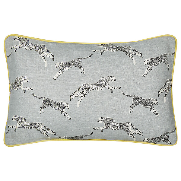 BELIANI - Lot de 2 coussins décoratifs ARALES Coton 30 x 50 cm Gris clair Motif animal - large
