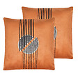 BELIANI - Lot de 2 coussins décoratifs CEROPEGIA Velours 45 x 45 cm Orange Motif géométrique - vignette