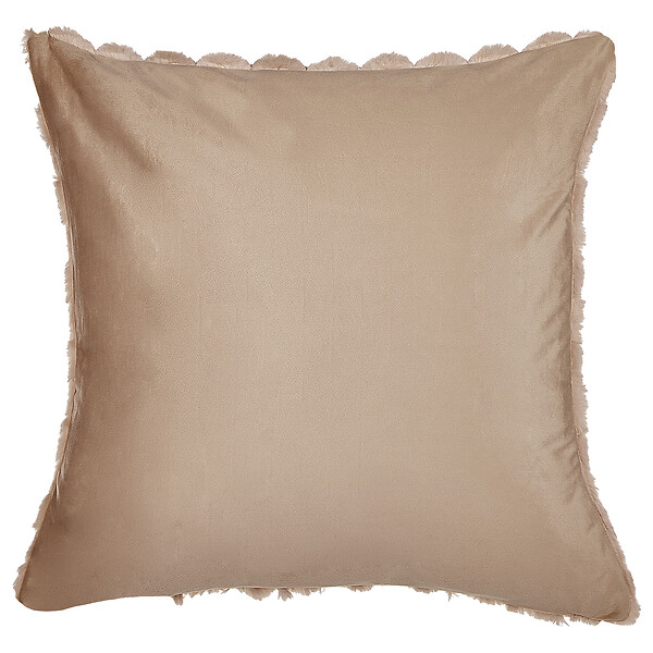 BELIANI - Lot de 2 coussins décoratifs PURSLANE Fourrure synthétique 43 x 43 cm Beige sable Motif géométrique - large