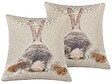 BELIANI - Lot de 2 coussins décoratifs BUXUS 45 x 45 cm Taupe - vignette