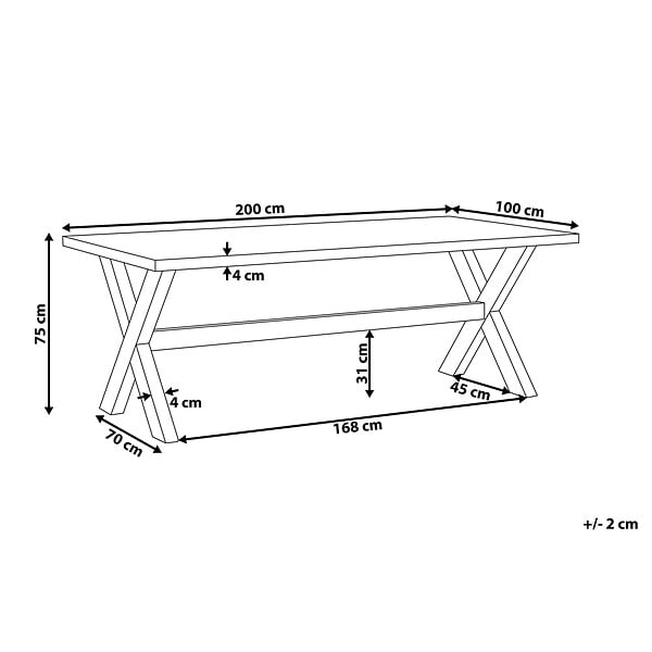 BELIANI - Table de salle à manger de jardin OLBIA 200 cm 100 cm Béton Blanc - large