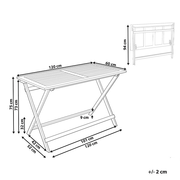 BELIANI - Table de salle à manger de jardin PROSSEDI 120 cm 60 cm Acacia Marron - large
