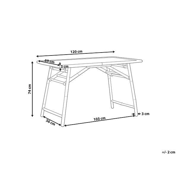 BELIANI - Table de salle à manger de jardin MOLISE 120 cm 69 cm Bambou Marron clair - large
