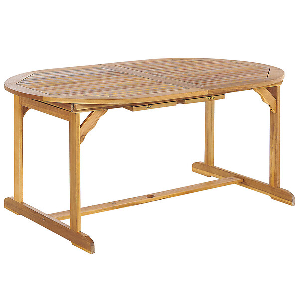 BELIANI - Table de salle à manger de jardin extensible MAUI 160/220 cm 100 cm Acacia Marron clair - large