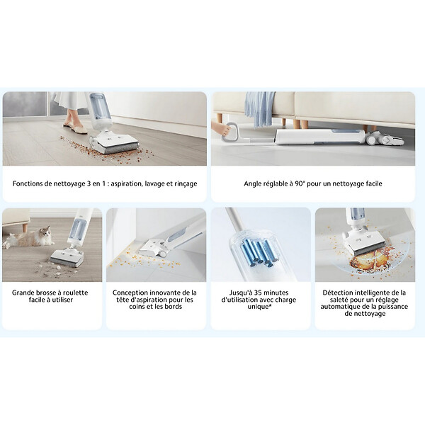 XIAOMI - aspirateur laveur rechargeable 220w v blanc - w10 pro - large