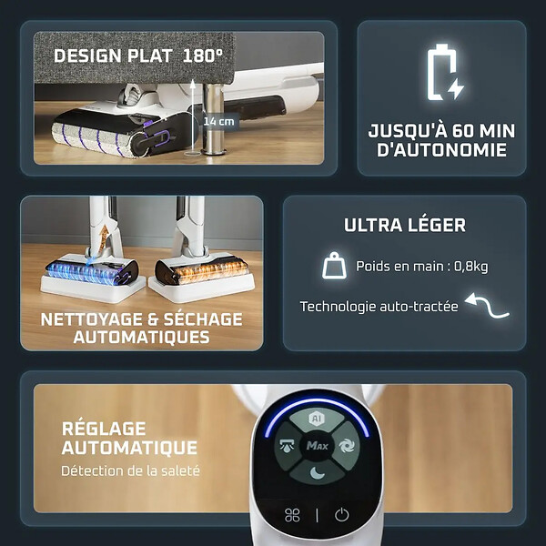 ROWENTA - Aspirateur Laveur Rechargeable 21.6v Blanc - GZ7035WO - large