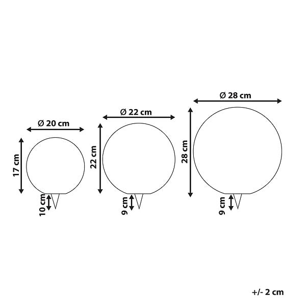 BELIANI - Lot de 3 lampes boules LED solaires pour l'extérieur LOBAINA Avec télécommande Blanc - large