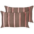 BELIANI - Lot de 2 coussins décoratifs CRODYLINE Velours 35 x 60 cm Marron À rayure - vignette