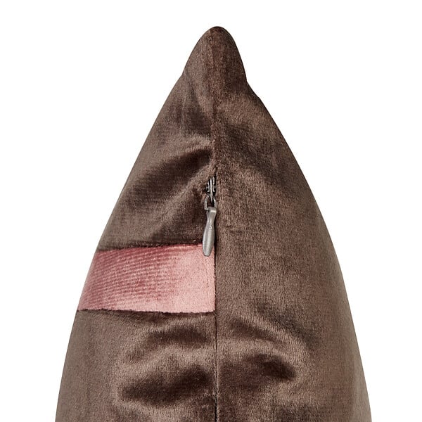 BELIANI - Lot de 2 coussins décoratifs CRODYLINE Velours 35 x 60 cm Marron À rayure - large