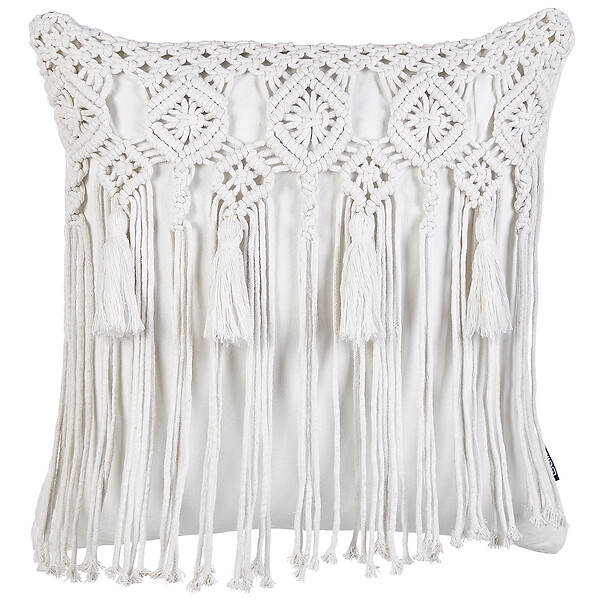 BELIANI - Lot de 2 coussins décoratifs BAMIAN Coton 45 x 45 cm Blanc cassé Motif géométrique - large