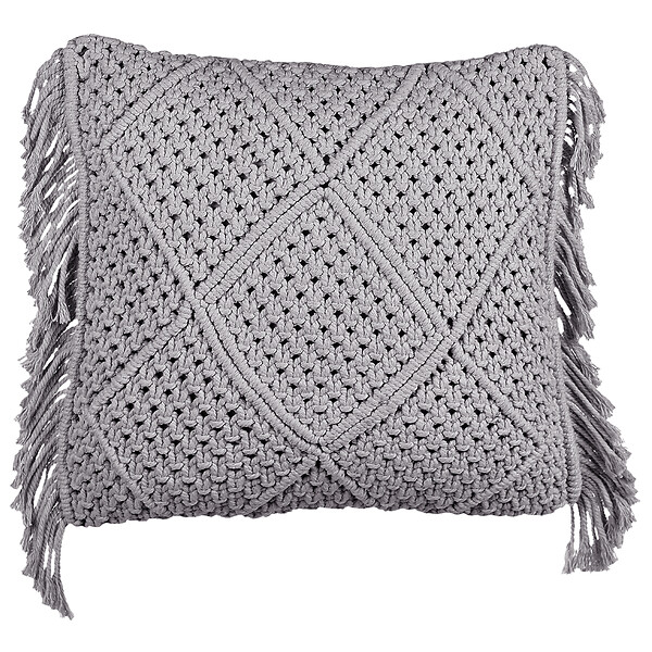 BELIANI - Lot de 2 coussins décoratifs BESHAM Coton 45 x 45 cm Gris Motif géométrique - large