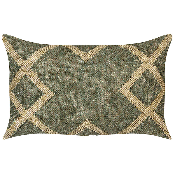 BELIANI - Lot de 2 coussins décoratifs GOPI Jute 30 x 50 cm Vert Motif oriental - large