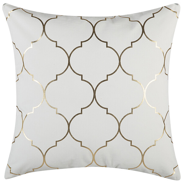 BELIANI - Lot de 2 coussins décoratifs ALYSSUM Coton 45 x 45 cm Blanc Motif de treillis - large