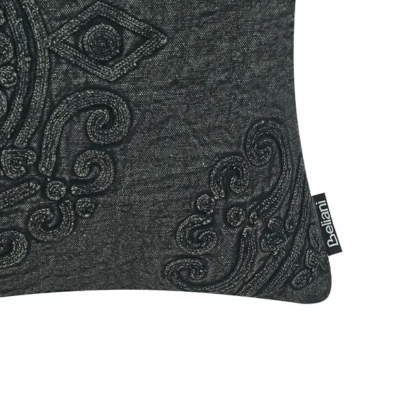 BELIANI - Lot de 2 coussins décoratifs VELOOR Coton 30 x 50 cm Gris foncé Motif oriental - large