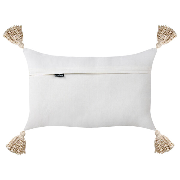 BELIANI - Lot de 2 coussins décoratifs VALVARIA 30 x 50 cm Coton Blanc cassé Motif à chevrons - large