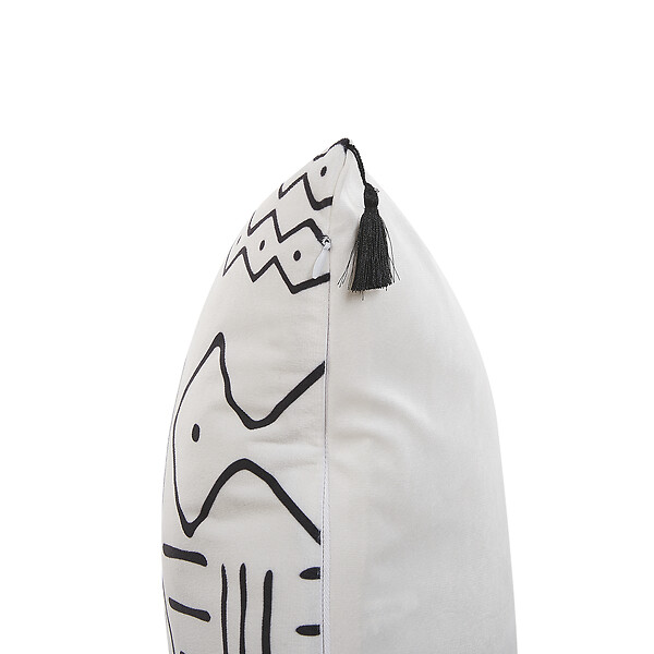 BELIANI - Lot de 2 coussins décoratifs SCHEFFLERA Velours 45 x 45 cm Blanc Motif géométrique - large