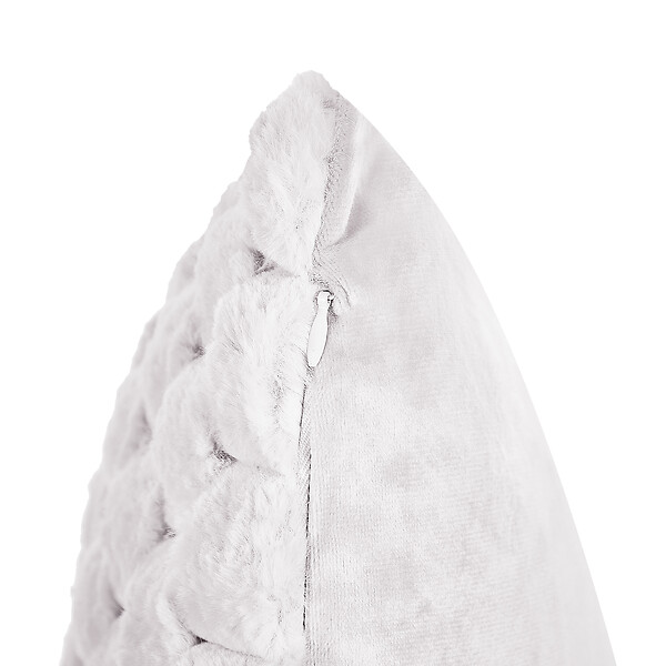 BELIANI - Lot de 2 coussins décoratifs PURSLANE Fourrure synthétique 43 x 43 cm Blanc Motif géométrique - large