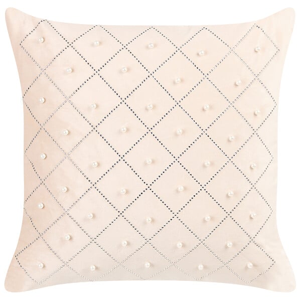BELIANI - Lot de 2 coussins décoratifs YARROW Velours 45 x 45 cm Beige Motif géométrique - large