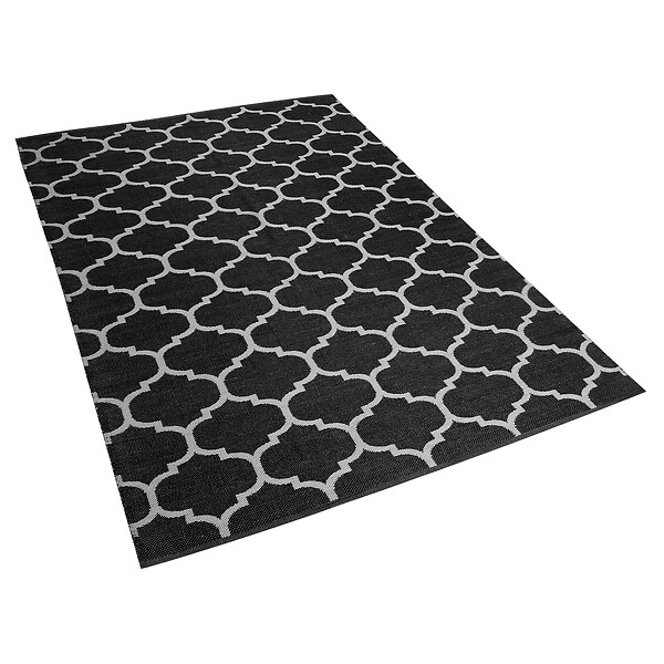BELIANI - Tapis d'extérieur ALADANA Noir/blanc 140 x 200 cm Réversible - large