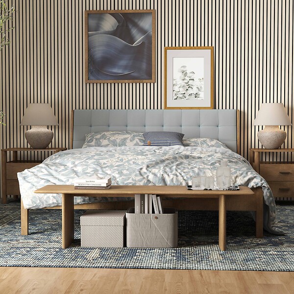 AICA SANITAIRE - Lot de 3 Panneaux Muraux Décoratifs Acoustiques Bois MDF 240x60cm Chêne clair AntiBruit, Facile à Poser - large