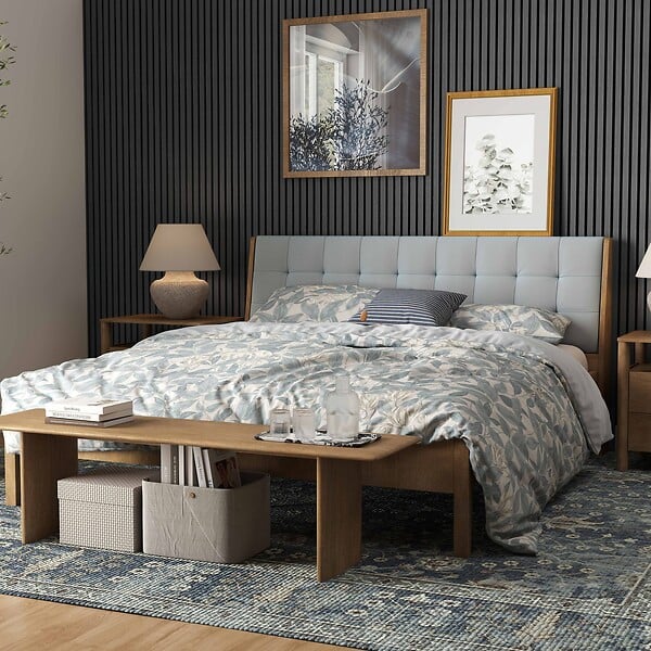 AICA SANITAIRE - Lot de 2 Panneaux Muraux Décoratifs Acoustiques Bois MDF 240x60cm Chêne noir  AntiBruit, Facile à Poser - large
