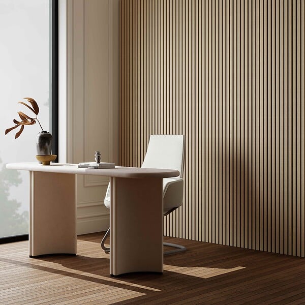 AICA SANITAIRE - Lot de 3 Panneaux Muraux Décoratifs Acoustiques Bois MDF 260x30cm Chêne clair AntiBruit, Facile à Poser - large