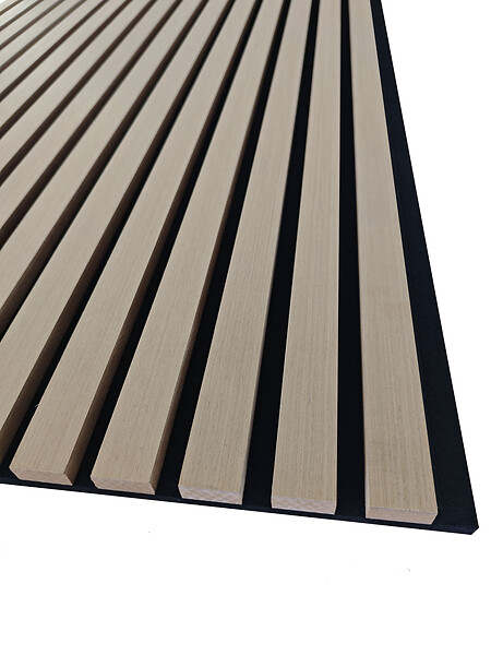AICA SANITAIRE - Lot de 3 Panneaux Muraux Décoratifs Acoustiques Bois MDF 260x30cm Chêne clair AntiBruit, Facile à Poser - large