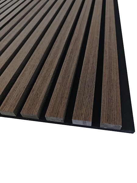 AICA SANITAIRE - Lot de 2 Panneaux Muraux Décoratifs Acoustiques Bois MDF 260x30cm Teinte chêne noyer, Facile à Poser - large